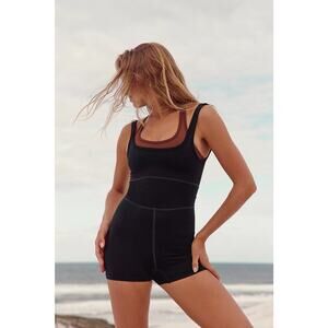 New Free People FP MOVEMENT It Takes Two Runsie $70 X-SMALL Black & Brown